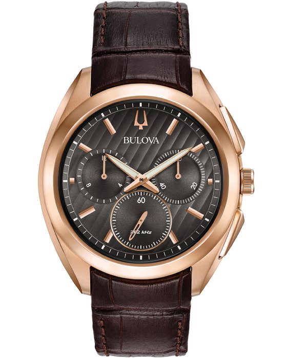 BULOVA Curv Chronograph Brown Leather Strap