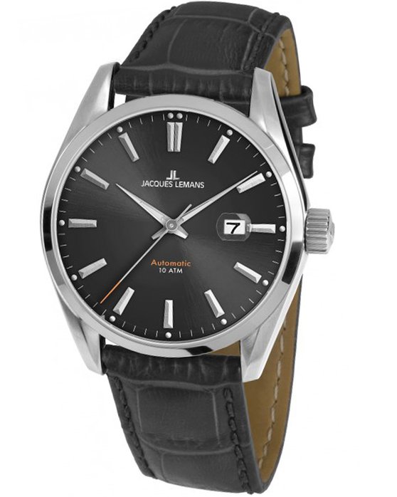 JACQUES LEMANS Derby Automatic Grey Leather Strap