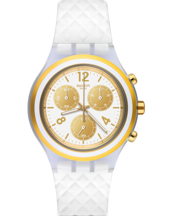 SWATCH Time To Swatch Elegolden Chronograph White Silicone Strap