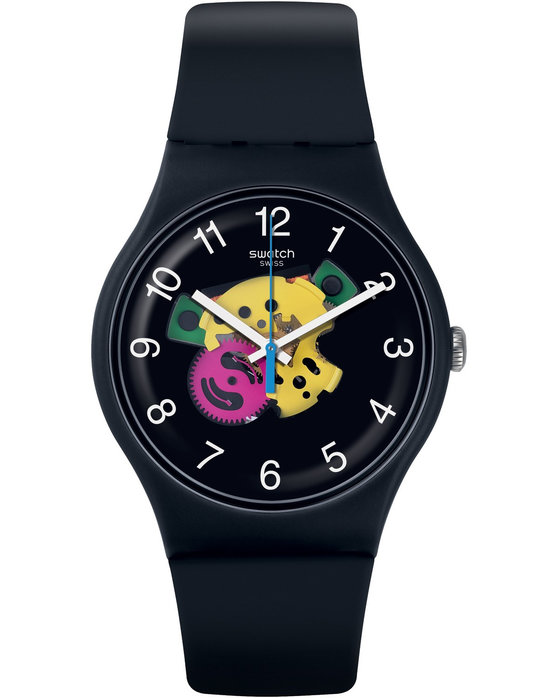 SWATCH Patchwork Black Silicone Strap