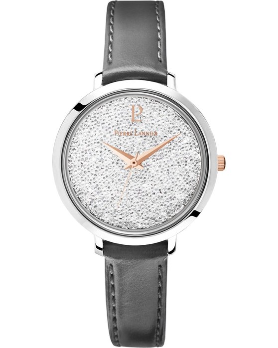 PIERRE LANNIER Ladies Swarovski Black Leather Strap