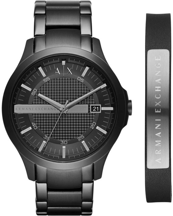 ARMANI EXCHANGE Hampton Black Stainless Steel Bracelet Gift Set