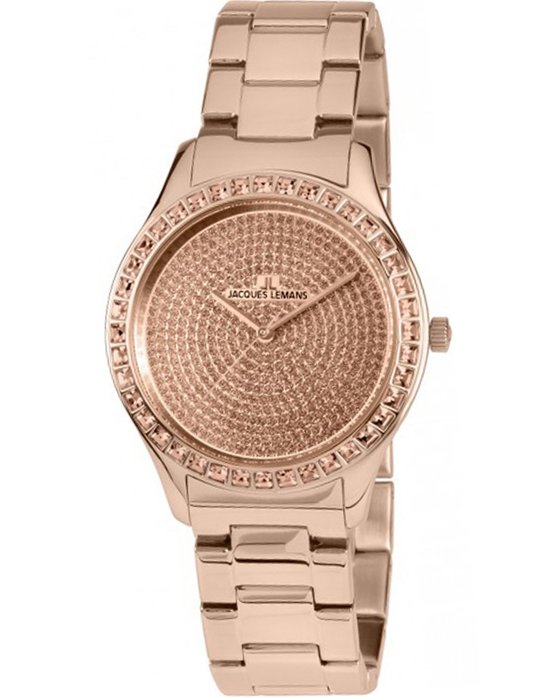 Jacques LEMANS Rome Crystals Rose Gold Stainless Steel Bracelet