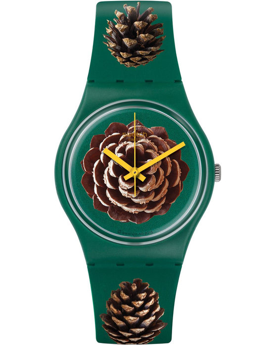 SWATCH Brit-In Pinezone Green Silicone Strap