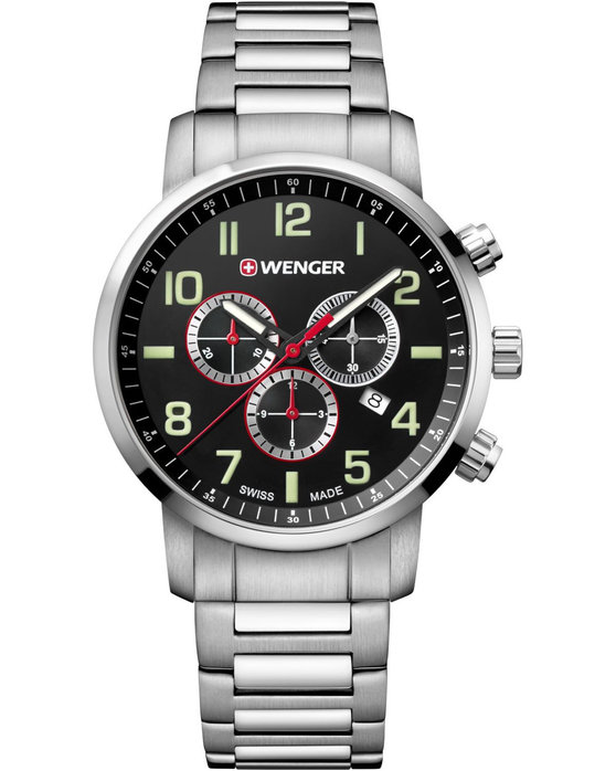 WENGER Attitude Chronograph Silver Stainless Steel Bracelet