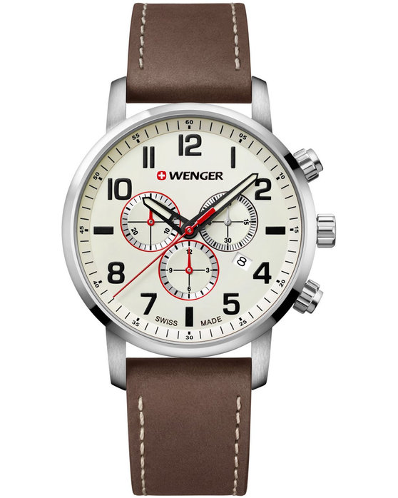 WENGER Attitude Chronograph Brown Leather Strap