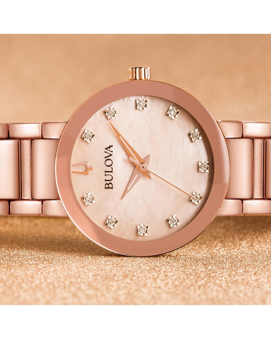 BULOVA Diamonds Rose Gold Stainless Steel Bracelet