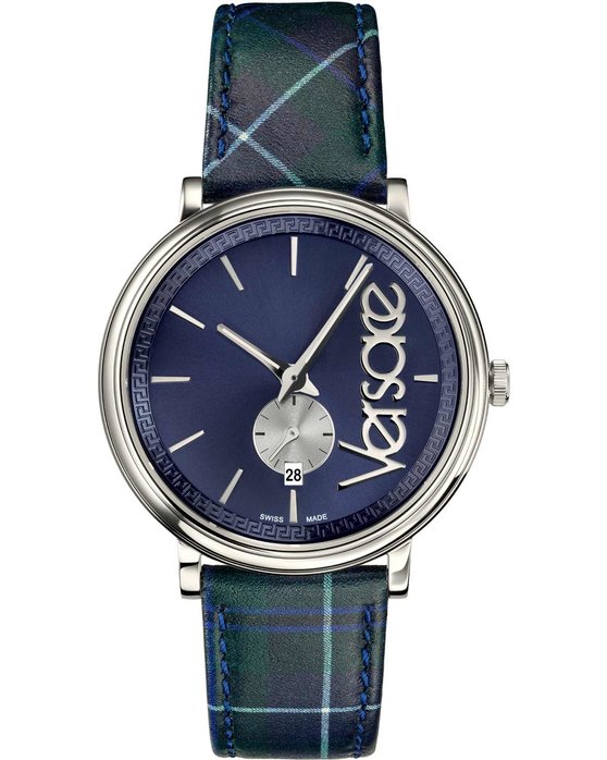 VERSACE V-Circle The Clans Story Two Tone Leather Strap