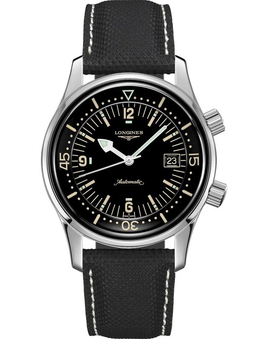 LONGINES Heritage Automatic Black Leather Strap