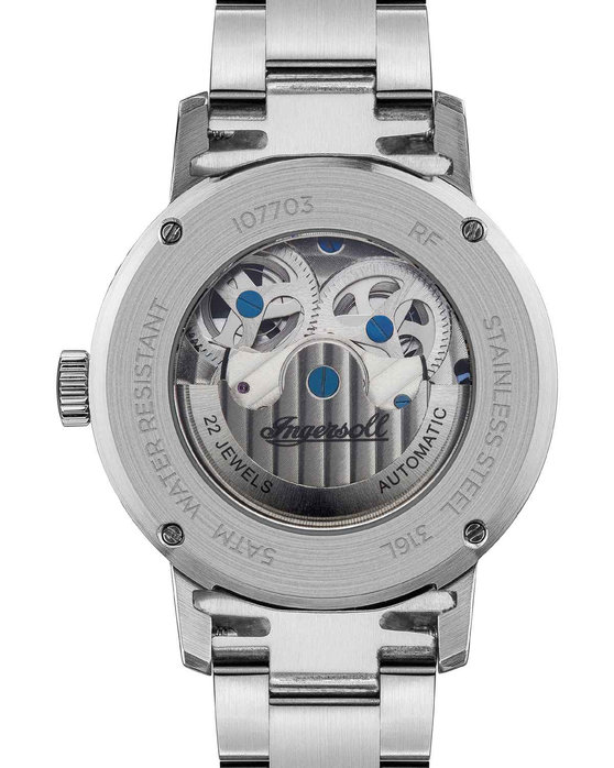 INGERSOLL Jazz Automatic Dual Time Silver Stainless Steel Bracelet