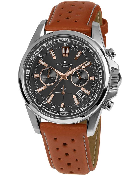 Jacques LEMANS Liverpool Chronograph Brown Leather Strap