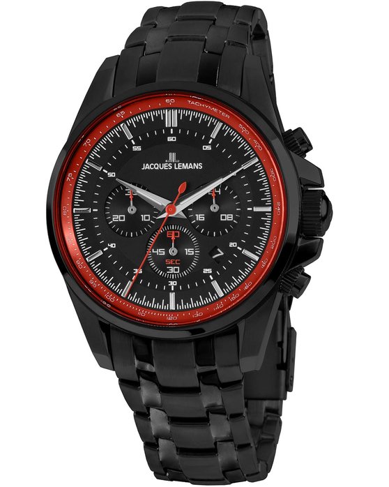 Jacques LEMANS Liverpool Chronograph Black Stainless Steel Bracelet