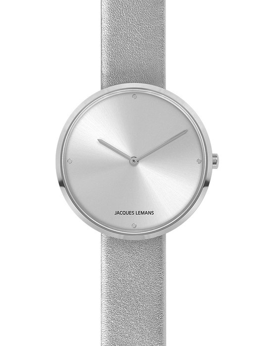 Jacques LEMANS Design Collection Silver Leather Strap