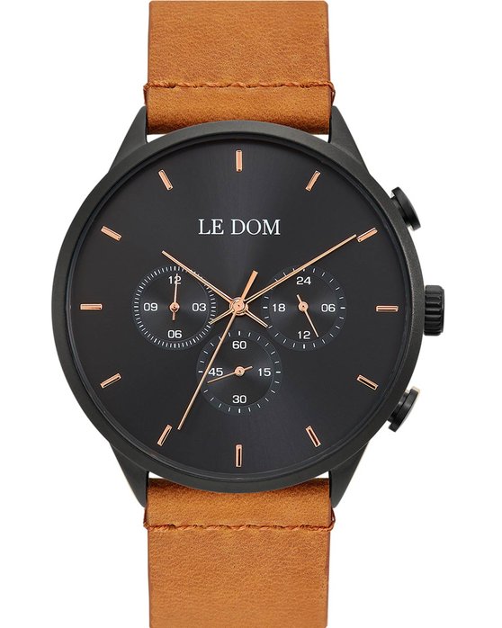 LEDOM Principal Chronograph Brown Leather Strap