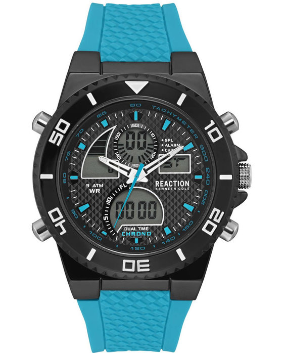 REACTION KENNETH COLE Sport Dual Time Chronograph Blue Silicone Strap