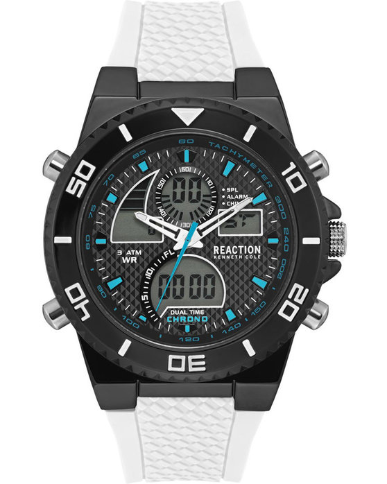 REACTION KENNETH COLE Sport Dual Time Chronograph White Silicone Strap