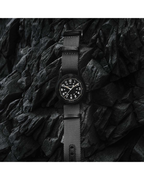 HAMILTON Khaki Field Mechanical Black Fabric Strap