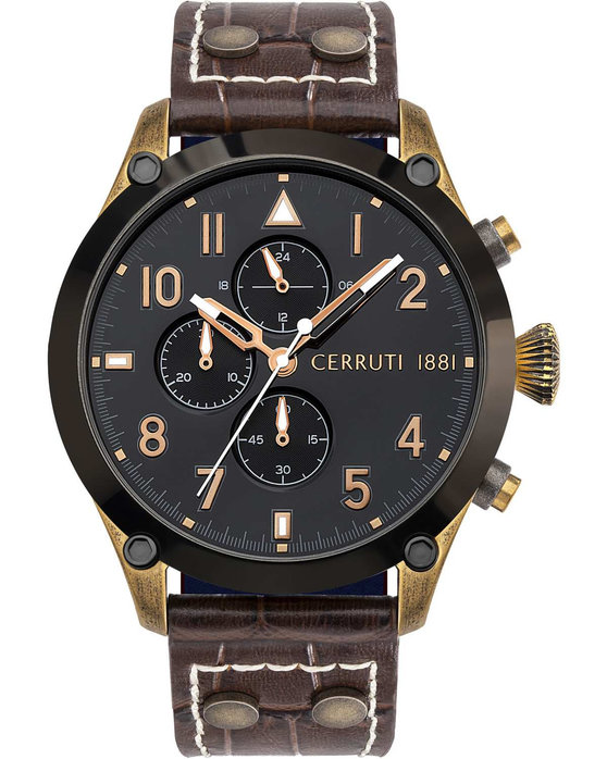 CERRUTI Borgatello Chronograph Brown Leather Strap