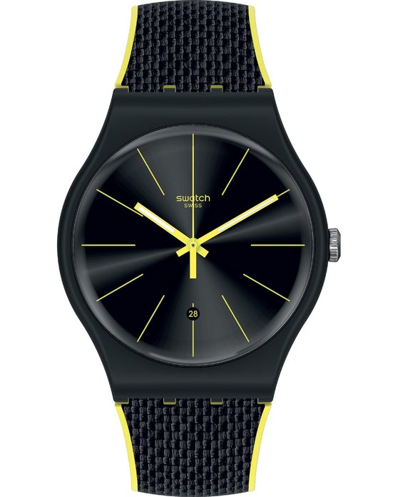 SWATCH Black Cord Black Silicone Strap