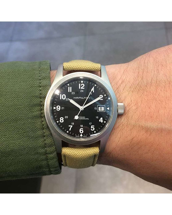 HAMILTON Khaki Mechanical Beige Fabric Strap