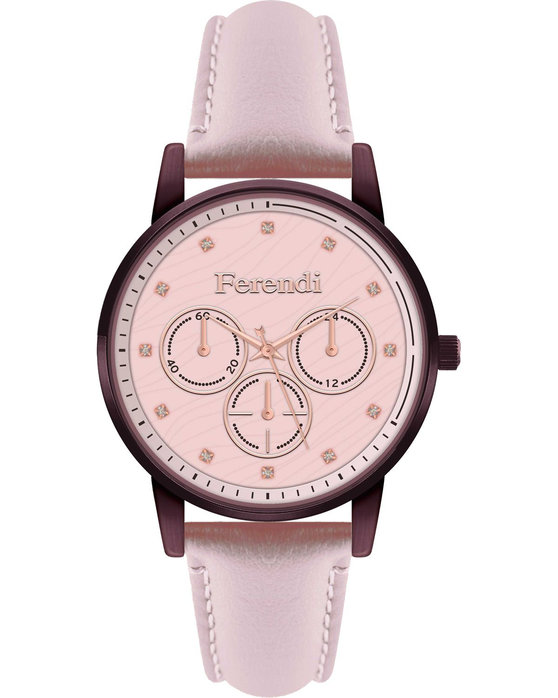 FERENDI Elle Crystals Pink Leather Strap