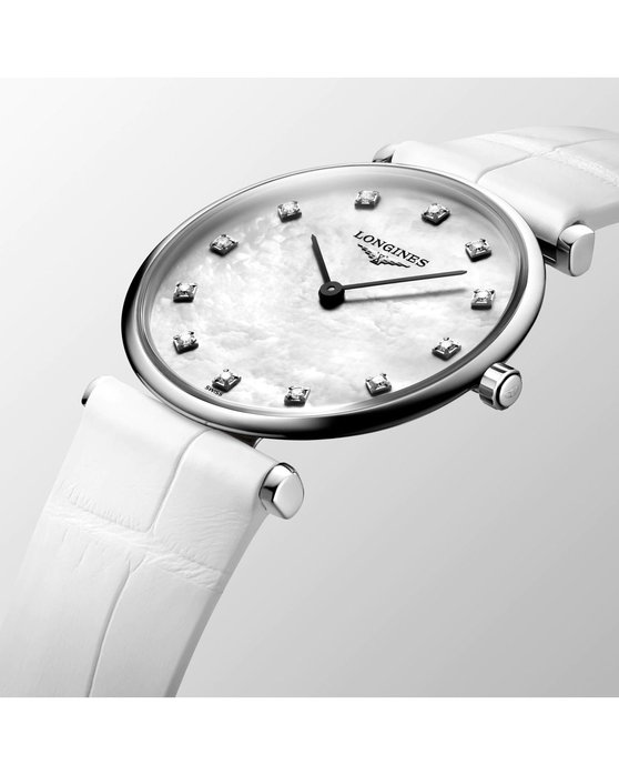 LONGINES La Grande Classique de Longines Diamonds White Leather Strap