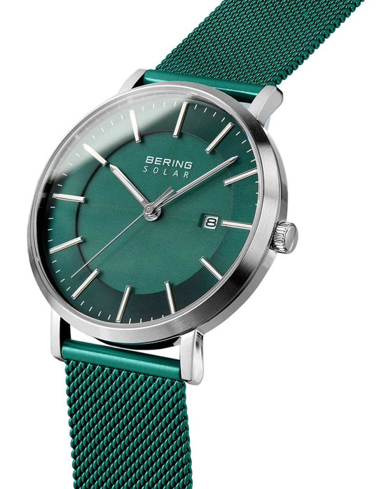 BERING Solar Green Stainless Steel Bracelet