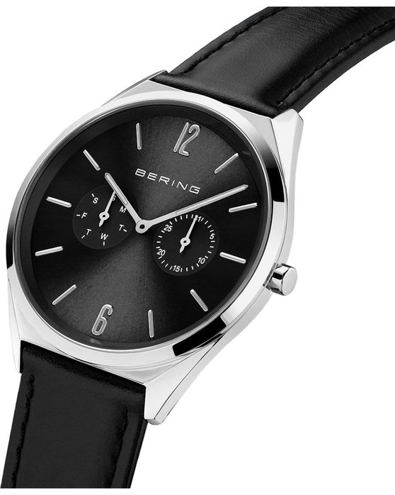 BERING Ultra Slim Black Leather Strap