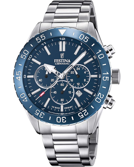 FESTINA Ceramic Chronograph Silver Stainless Steel Bracelet