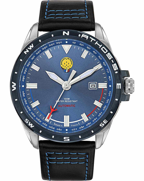 PATROUILLE DE FRANCE Athos 5 Automatic Black Leather Strap