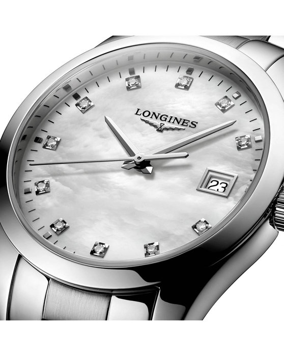 LONGINES Conquest Diamonds Silver Stainless Steel Bracelet