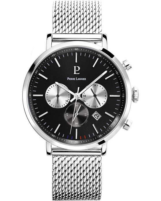 PIERRE LANNIER Baron Chronograph Silver Stainless Steel Bracelet