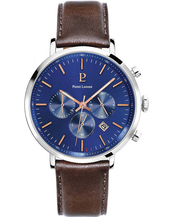 PIERRE LANNIER Baron Chronograph Brown Leather Strap