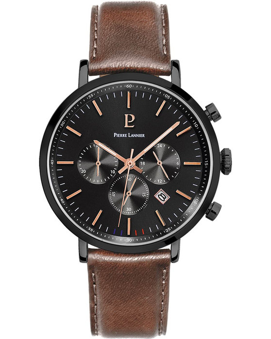 PIERRE LANNIER Baron Chronograph Brown Leather Strap