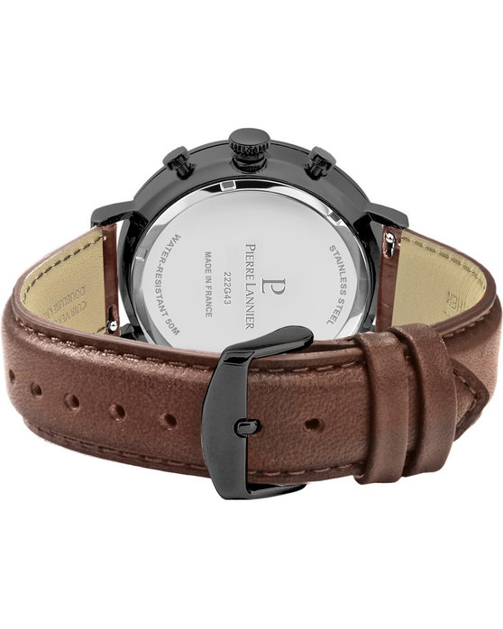 PIERRE LANNIER Baron Chronograph Brown Leather Strap