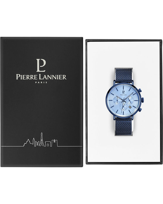 PIERRE LANNIER Baron Chronograph Blue Stainless Steel Bracelet