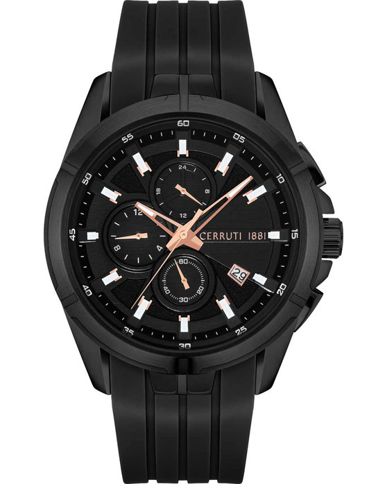 CERRUTI Turchino Chronograph Black Silicone Strap