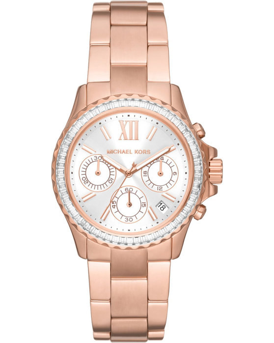 Michael KORS Everest Crystals Chronograph Rose Gold Stainless Steel Bracelet