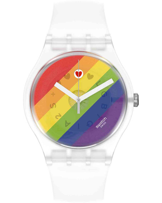 SWATCH Pride Stripe Fierce White Silicone Strap