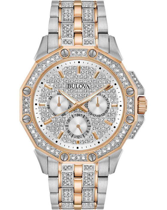 BULOVA Crystal Swarovski Two Tone Stainless Steel Bracelet