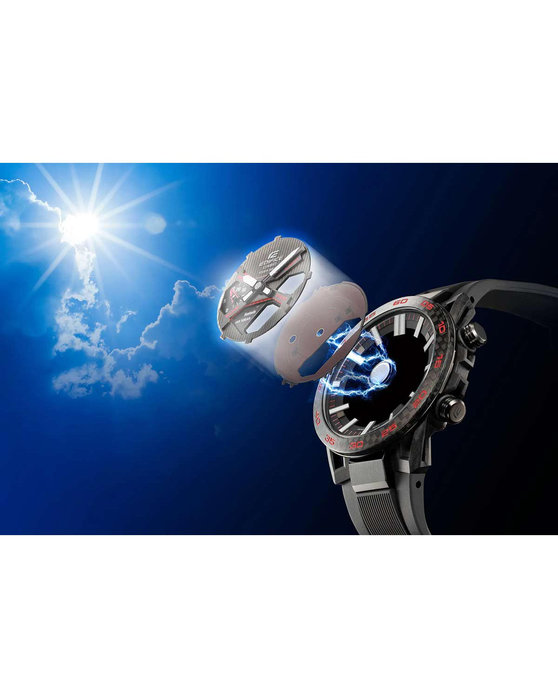 CASIO Edifice Sospensione Tough Solar Smartwatch Chronograph Black Rubber Strap