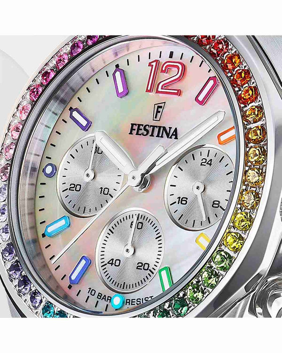 FESTINA Zircons Chronograph Silver Stainless Steel Bracelet