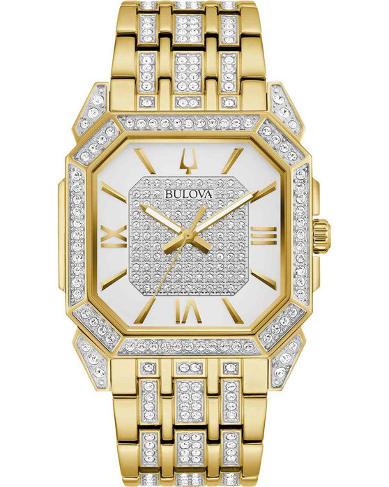 BULOVA Crystal Crystals Gold Stainless Steel Bracelet