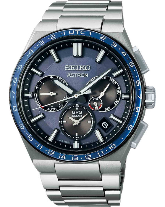 SEIKO Astron Solar Dual Time Silver Titanium Bracelet