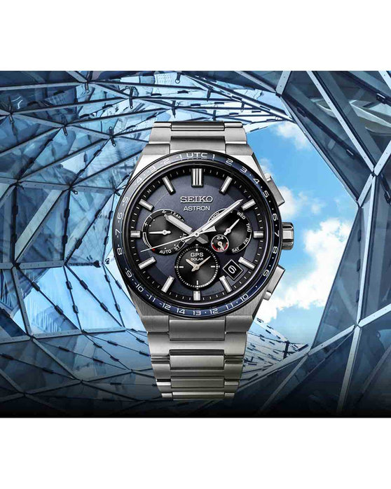 SEIKO Astron Solar Dual Time Silver Titanium Bracelet