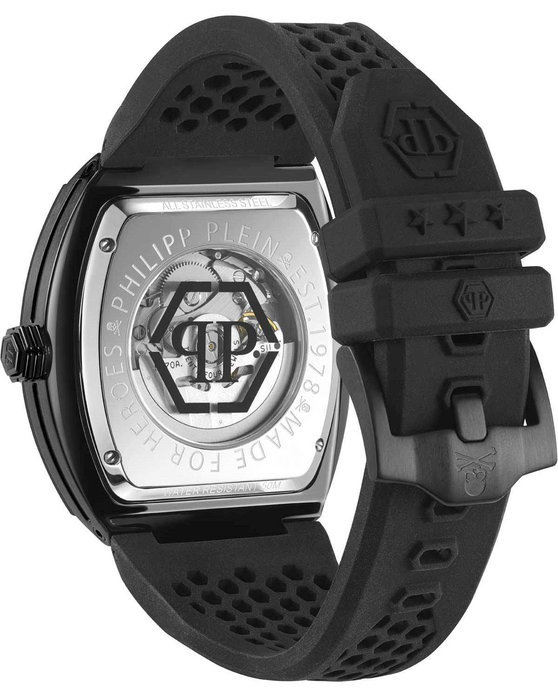 PHILIPP PLEIN The Skeleton Crystals Automatic Black Rubber Strap