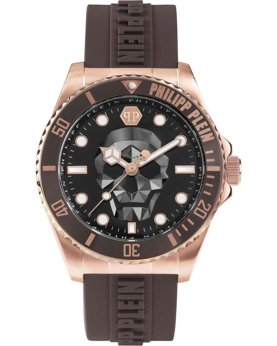 PHILIPP PLEIN The Skull Diver Brown Rubber Strap