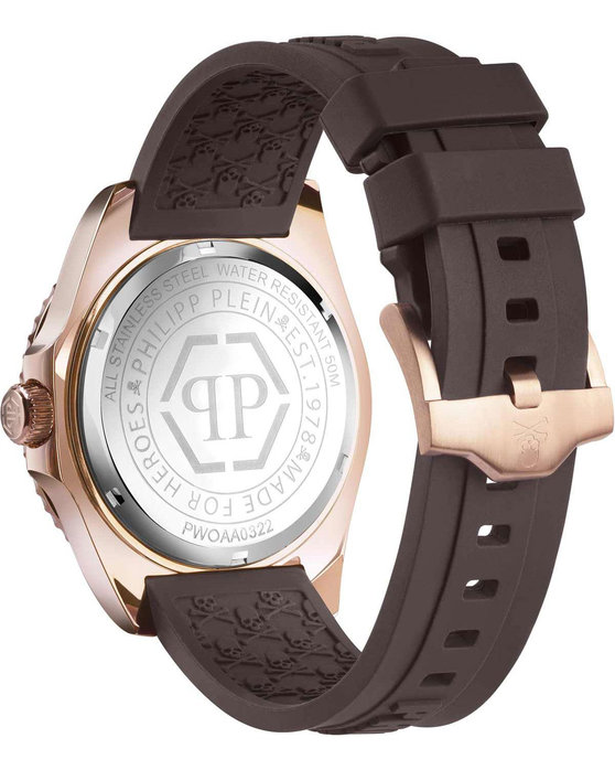 PHILIPP PLEIN The Skull Diver Brown Rubber Strap