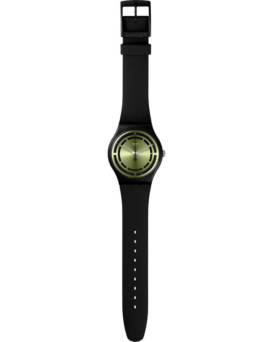 SWATCH Leafy Line Black Silicone Strap