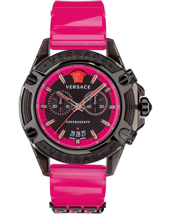 VERSACE Icon Active Chronograph Fuchsia Rubber Strap